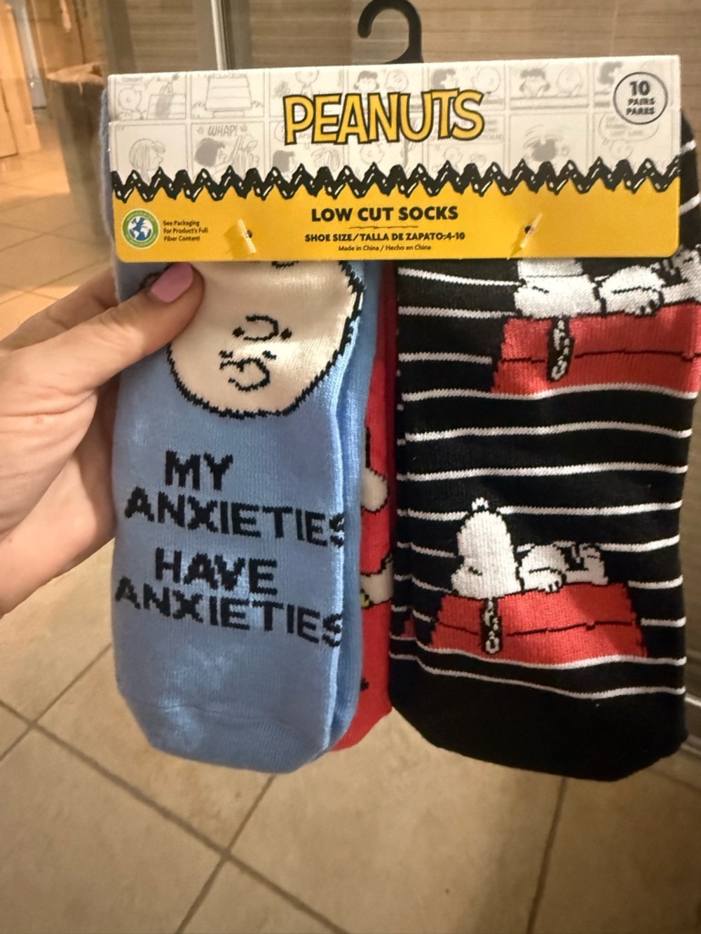 Peanuts Low Cut Socks - Blue, Red, Yellow, Black, Gray, Green